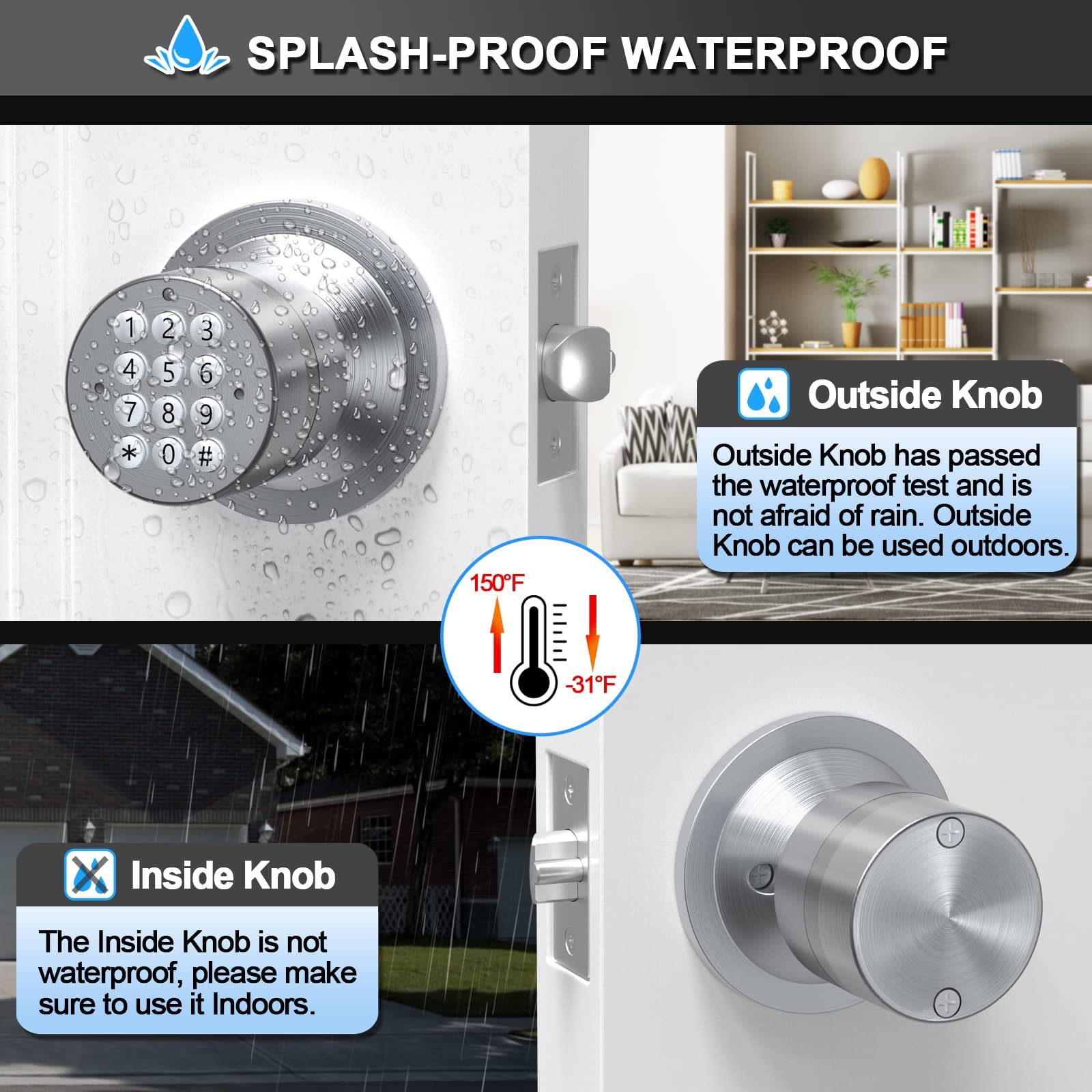 Signstek door lock waterproof design for entryways and garages