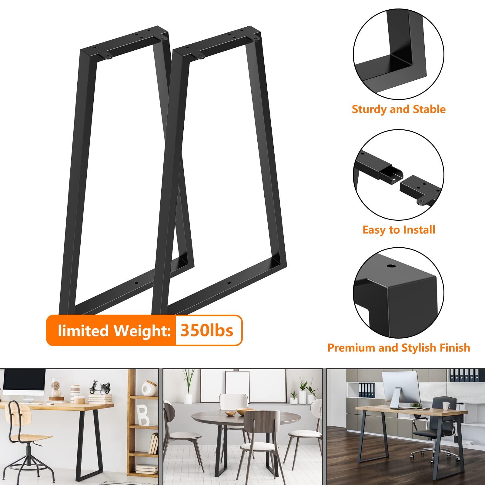 Signstek table legs anti-rust black coating maintains a durable finish over time