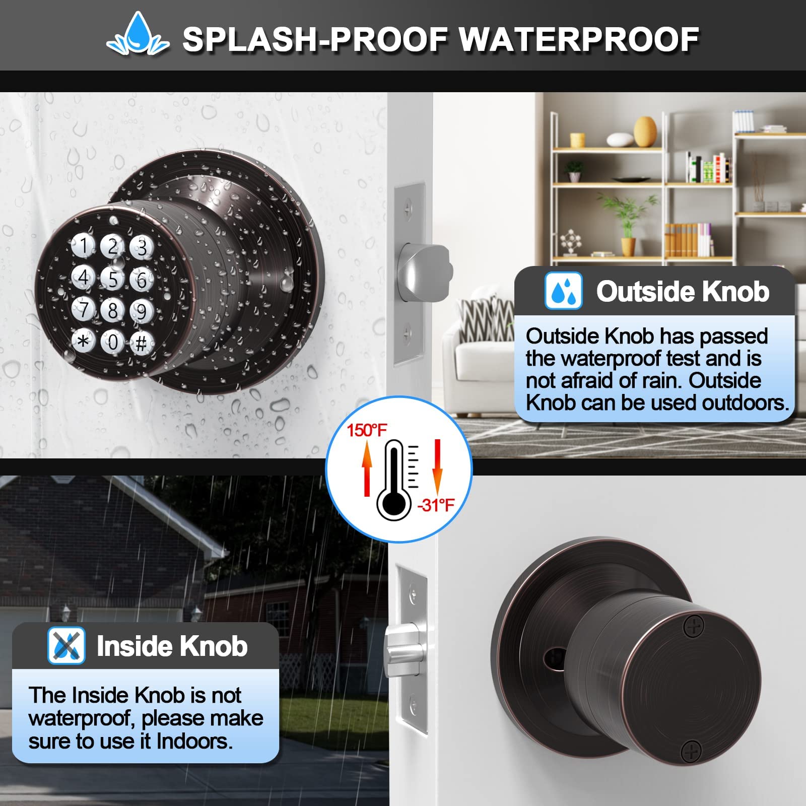 Signstek waterproof digital lock suitable for entry doors