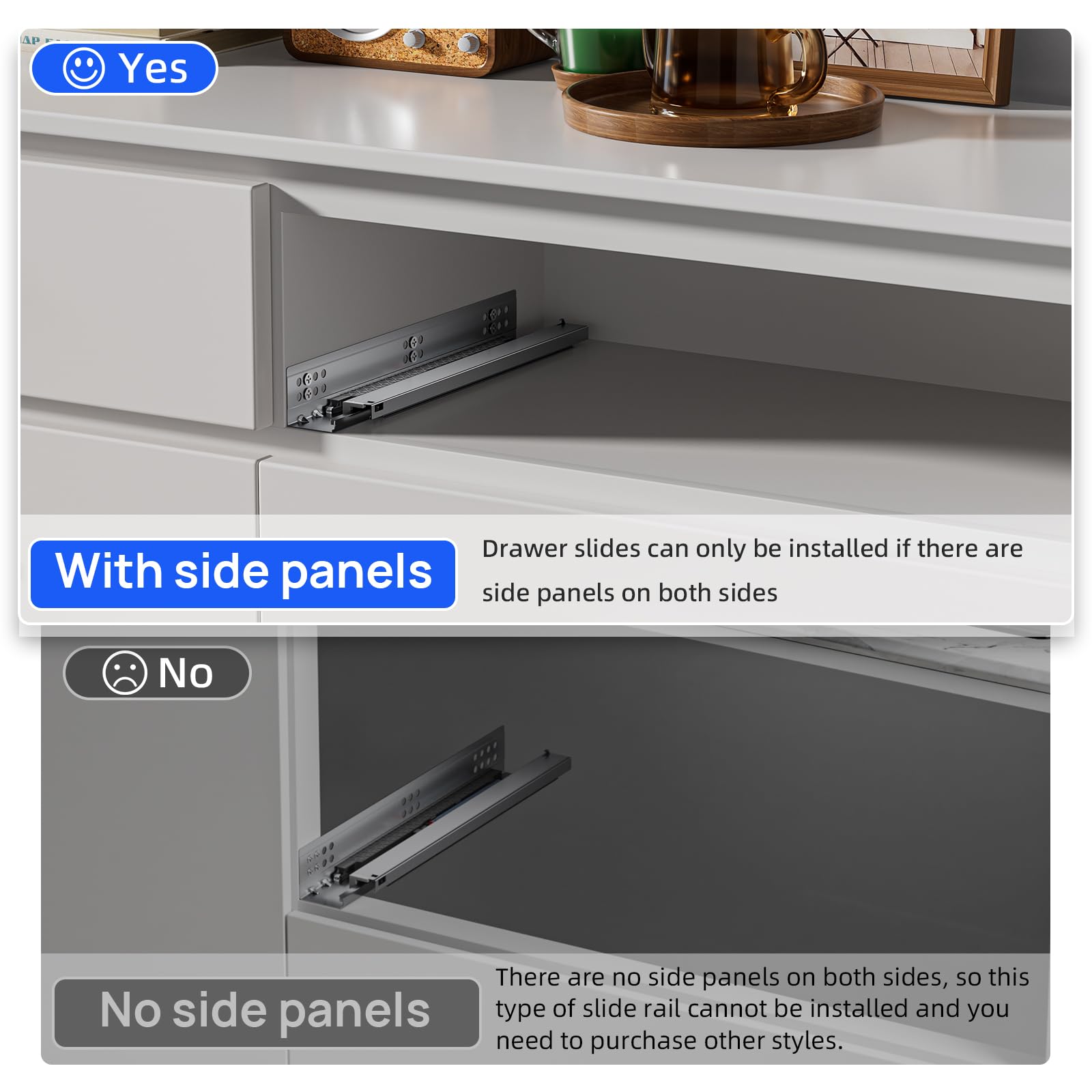 SIGOEI soft close drawer slides provide a 100 lb load capacity for sturdy daily use