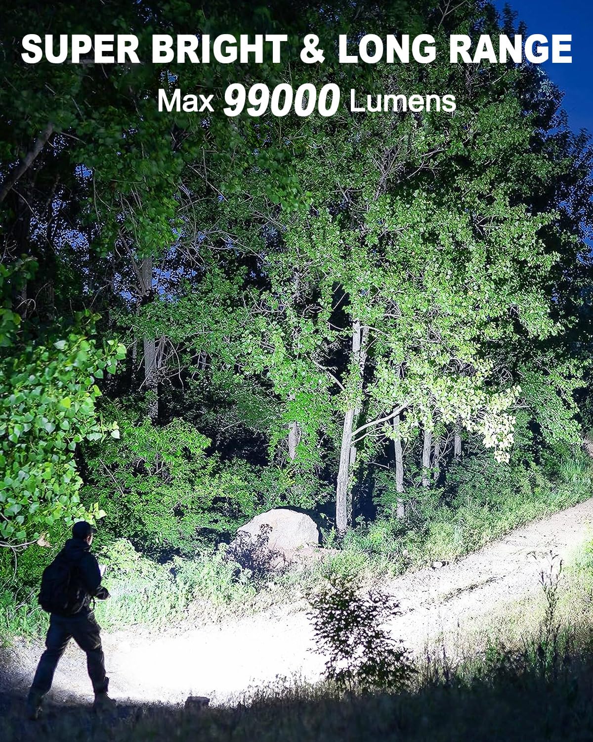 Sigoobal 2-pack beam distance 3280ft showing long-range visibility for outdoor activities.
