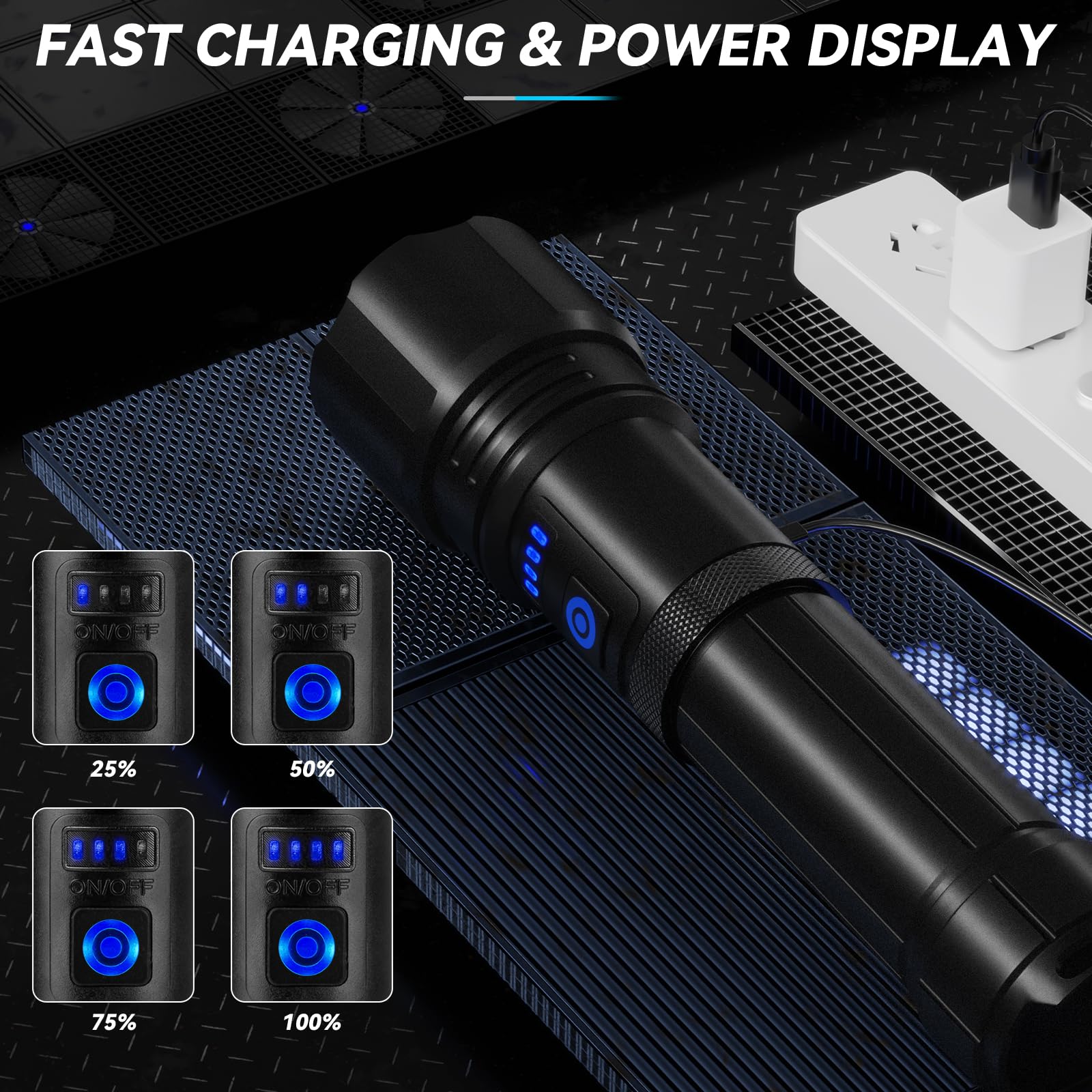 Sigoobal flashlight USB recharge port enabling easy on-the-go charging.