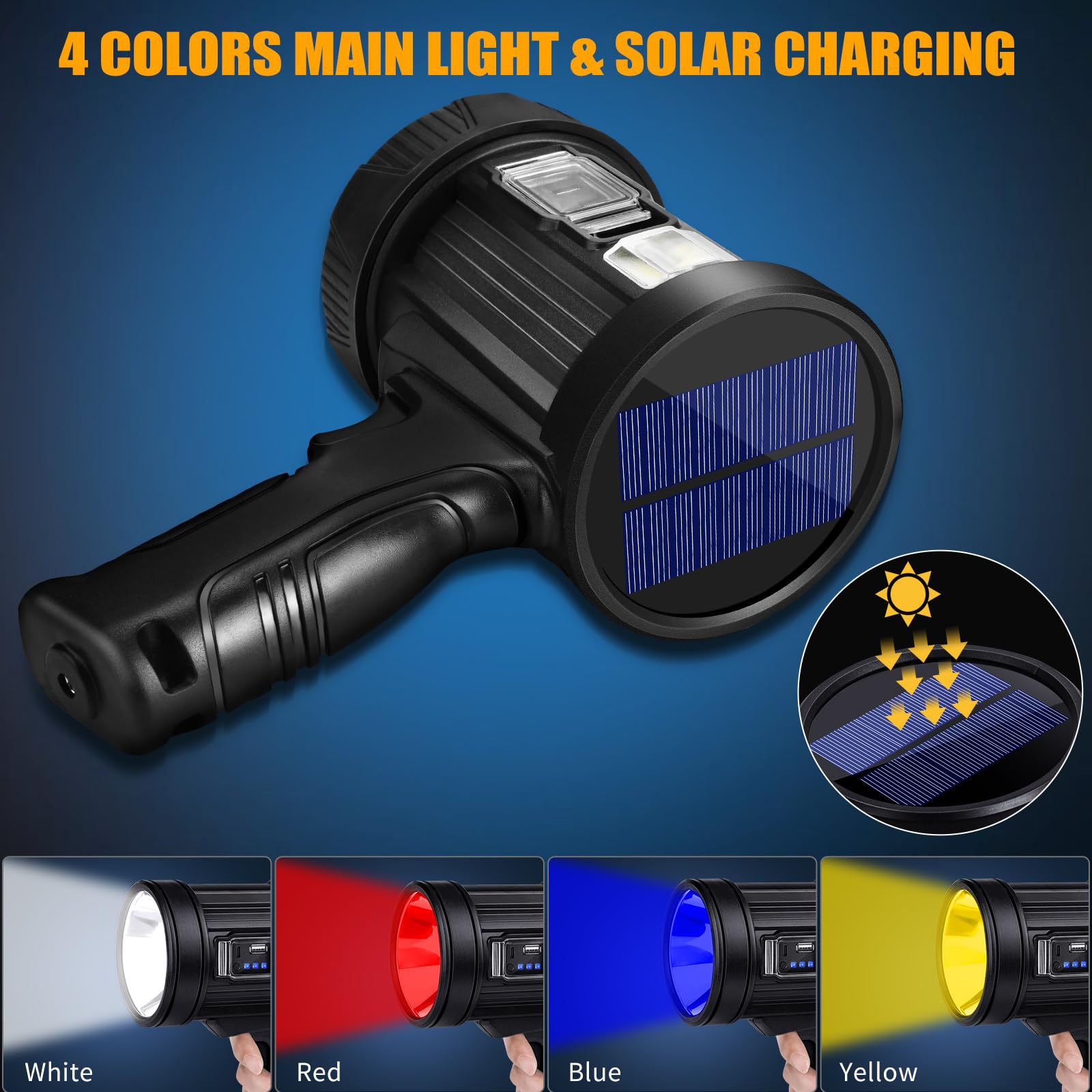 Sigoobal Rechargeable Spotlight color filters offer signaling and task lighting options.