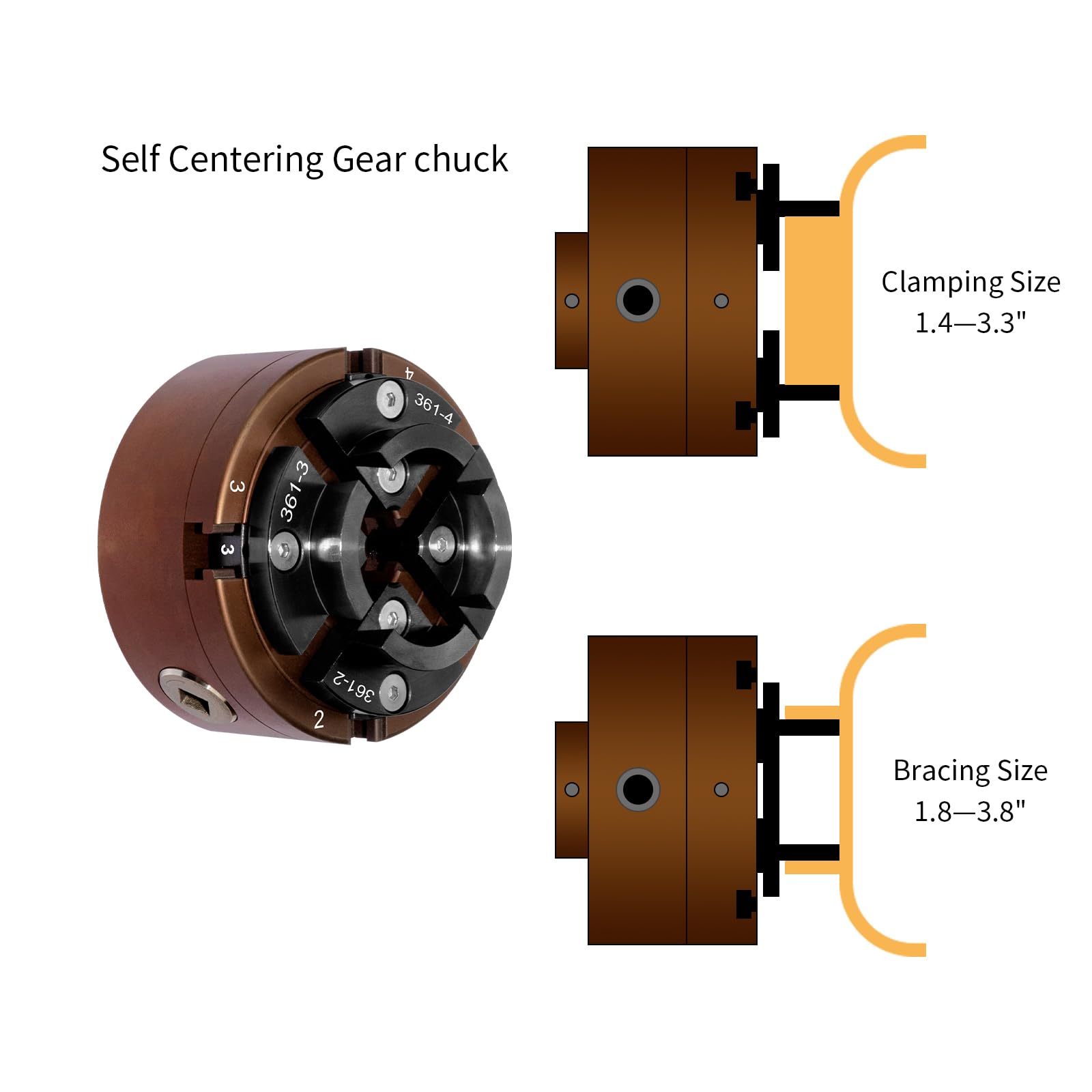 SIIIXS chuck compatible with 1x8tpi threads for versatile lathe setups.