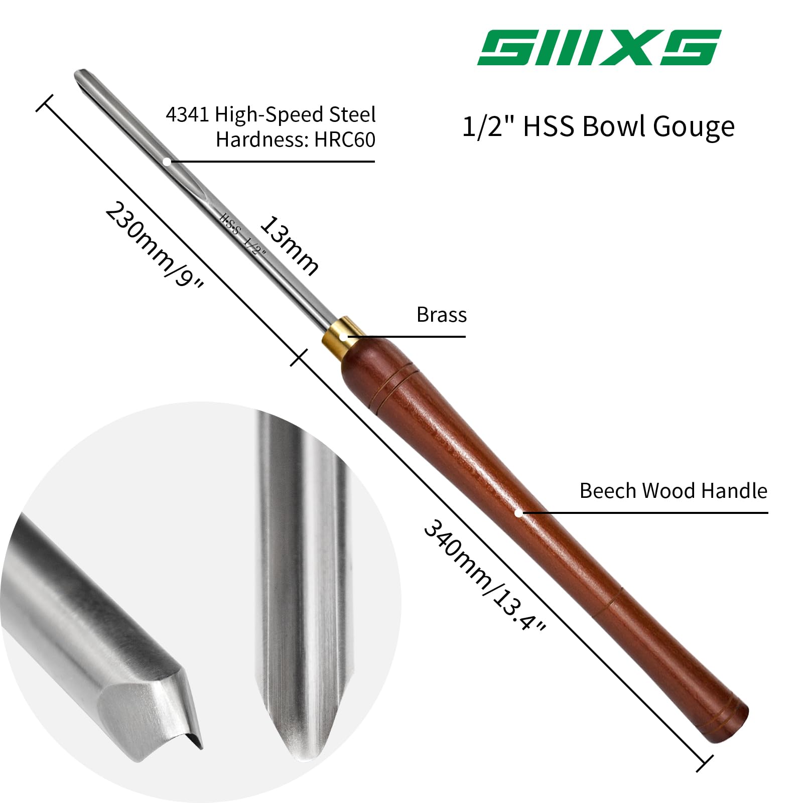 SIIIXS HSS blade close-up emphasizing sharp edge for clean cuts in turning
