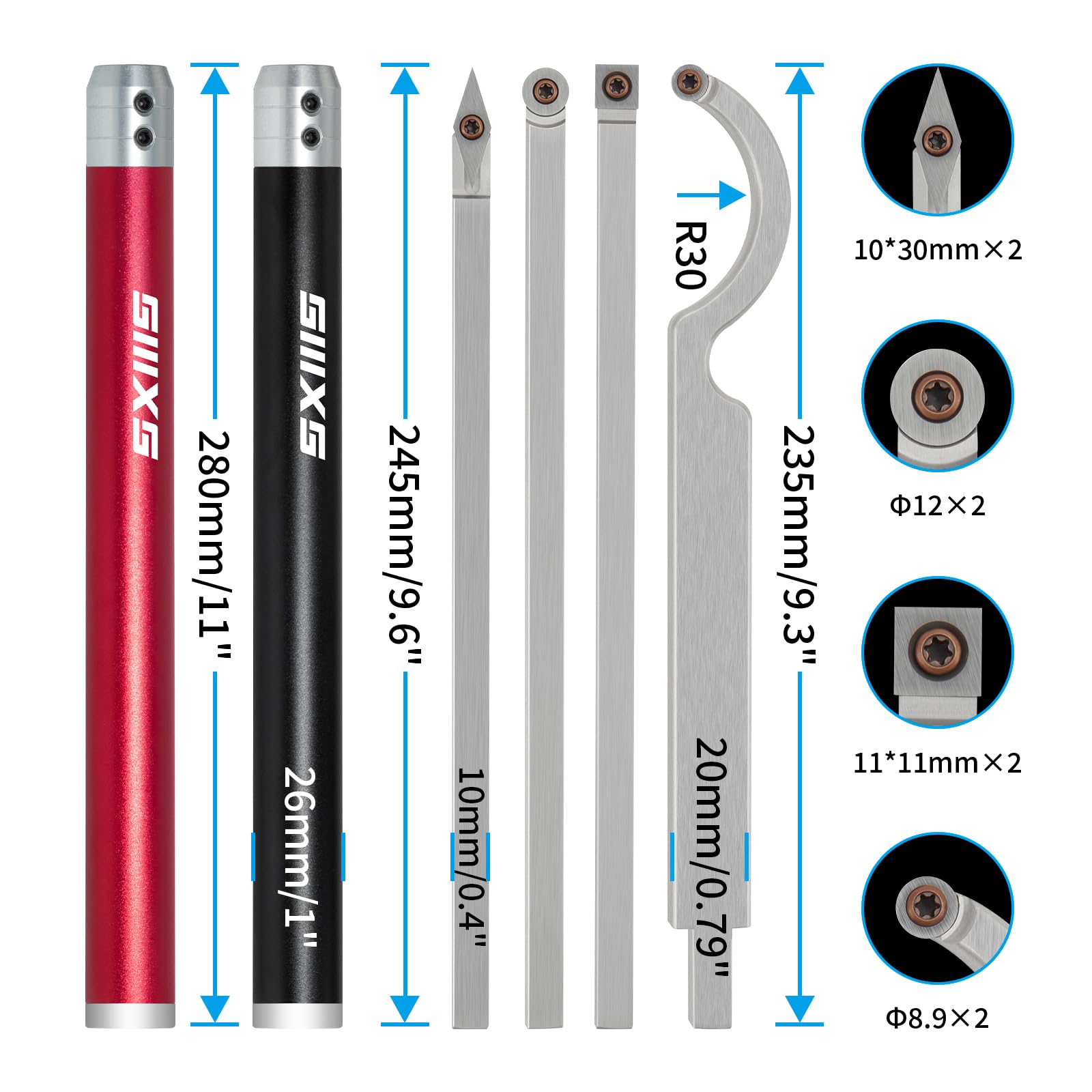 SIIIXS interchangeable carbide inserts allow quick edge refresh during turning.