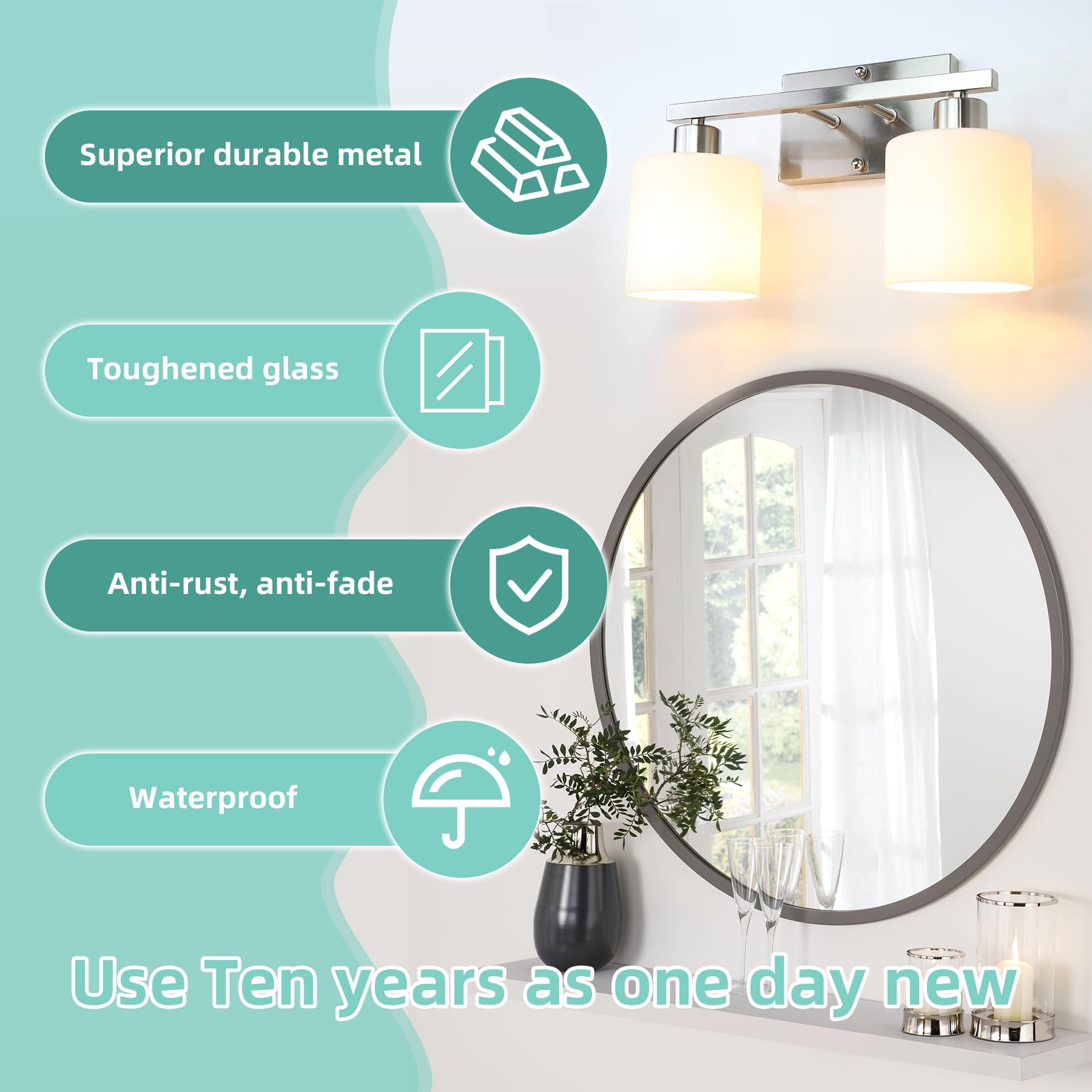 SILAMPDI vanity fixture with E26 base supports standard bulbs up to 60W.