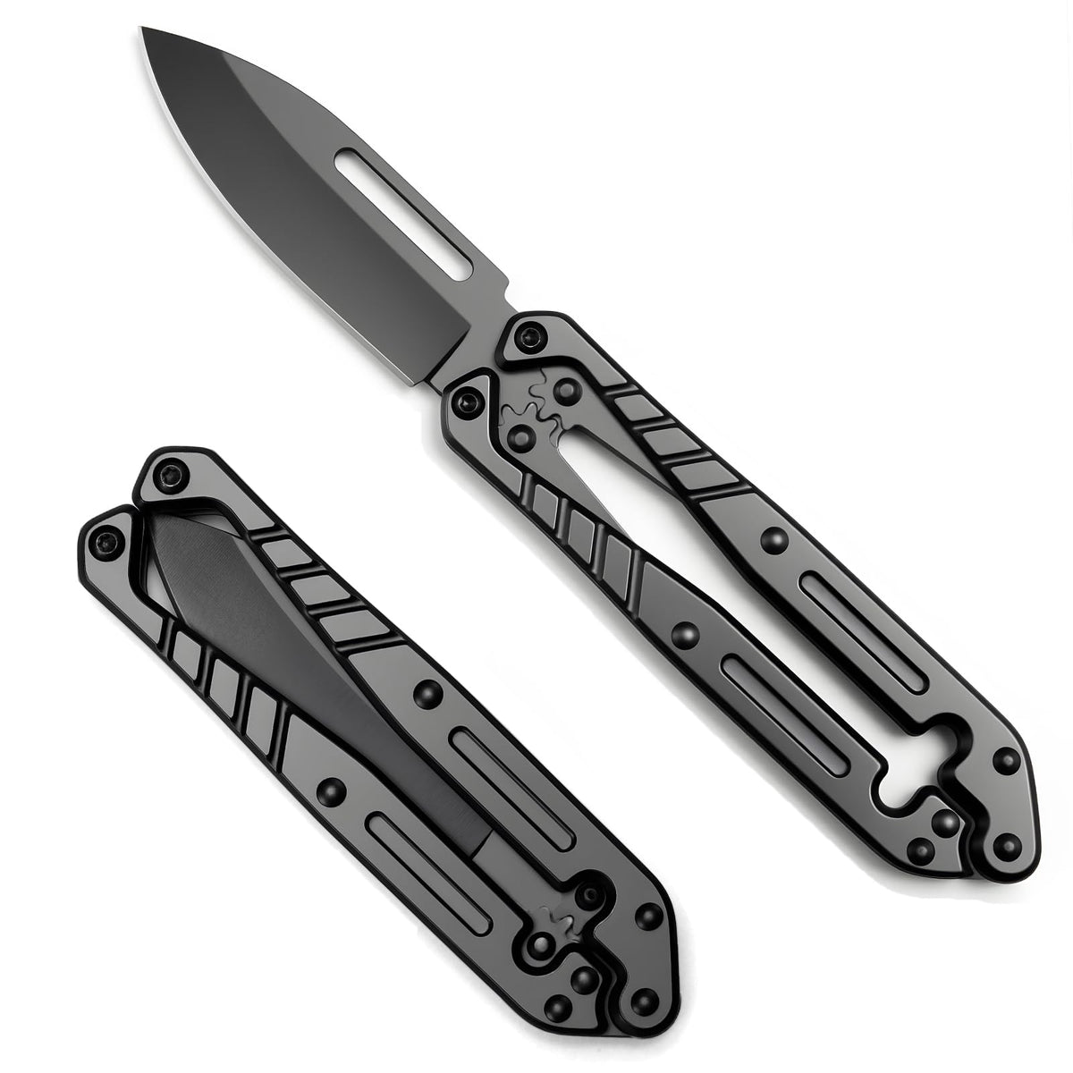 Silaoburi automatic knife with retractable blade for quick, safe one-handed use.