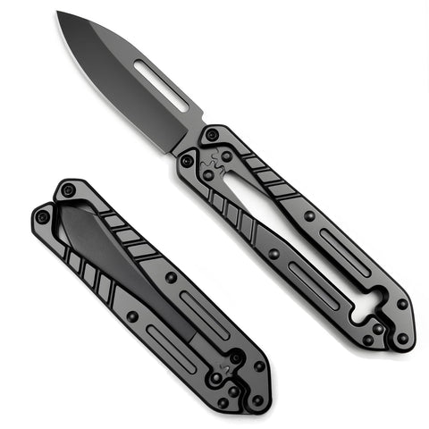 Silaoburi automatic knife with retractable blade for quick, safe one-handed use.