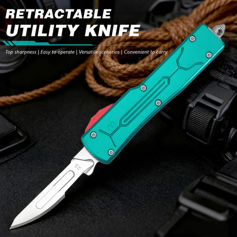 Silaoburi green EDC knife shown in use for precision trimming.