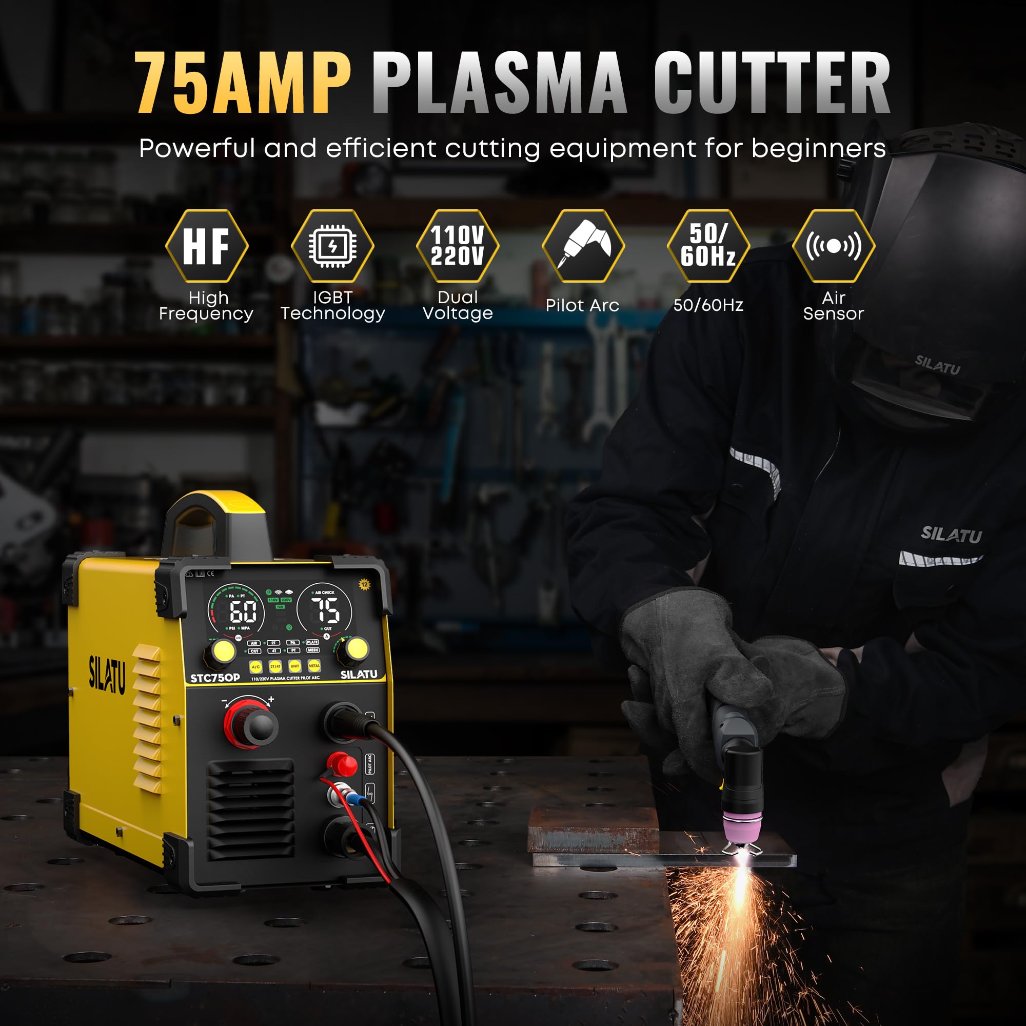 SILATU STC750P air regulator and filter ensure steady, accurate airflow for stable cuts.
