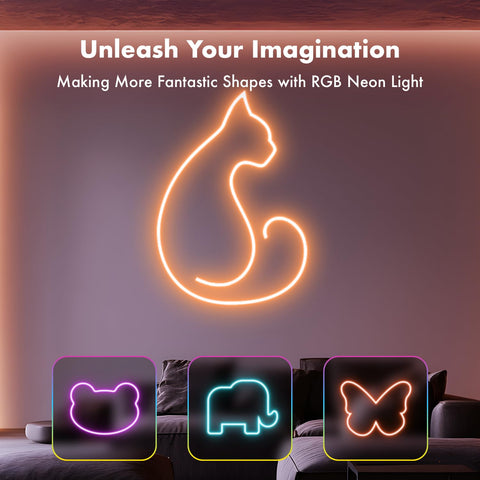 SILFU neon rope lights via remote and app control.