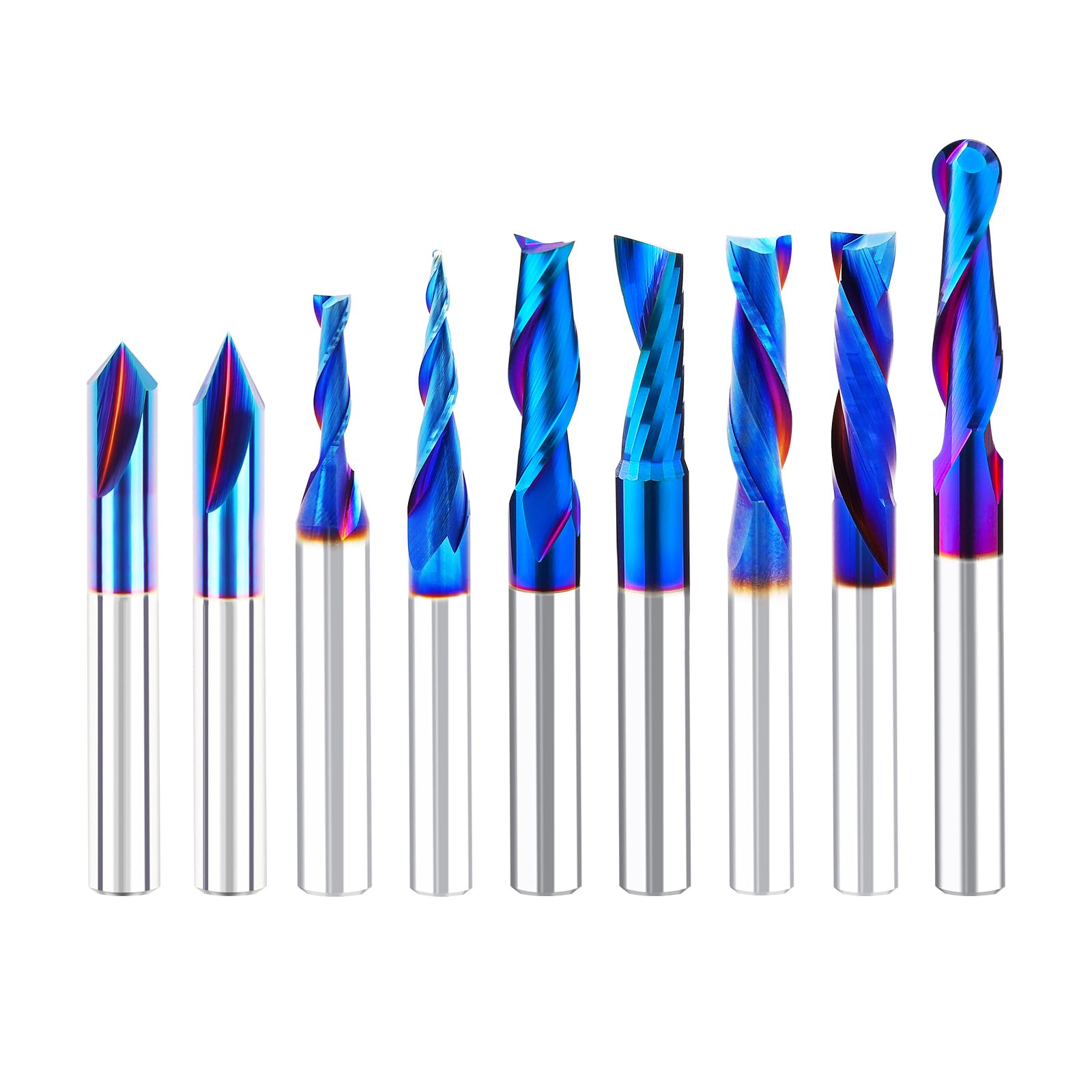Silivn 9PCS carbide router bits set with nano blue coating for smooth, durable cuts.