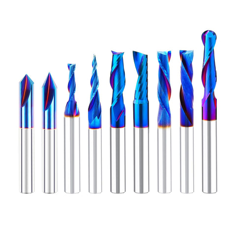 Silivn 9PCS carbide router bits set with nano blue coating for smooth, durable cuts.