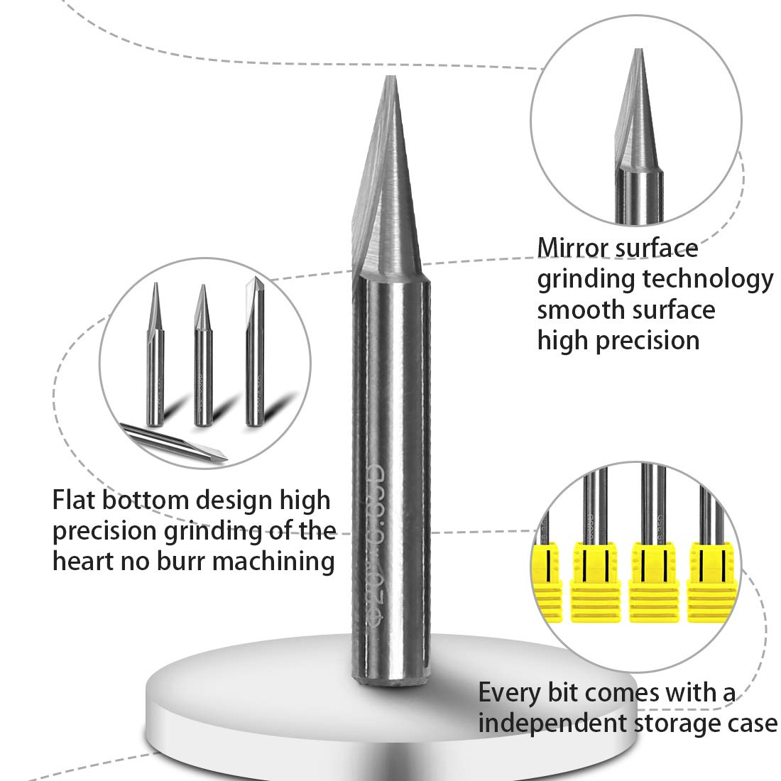 SILIVN engraving bit 90-degree V-groove for deep, crisp channels.