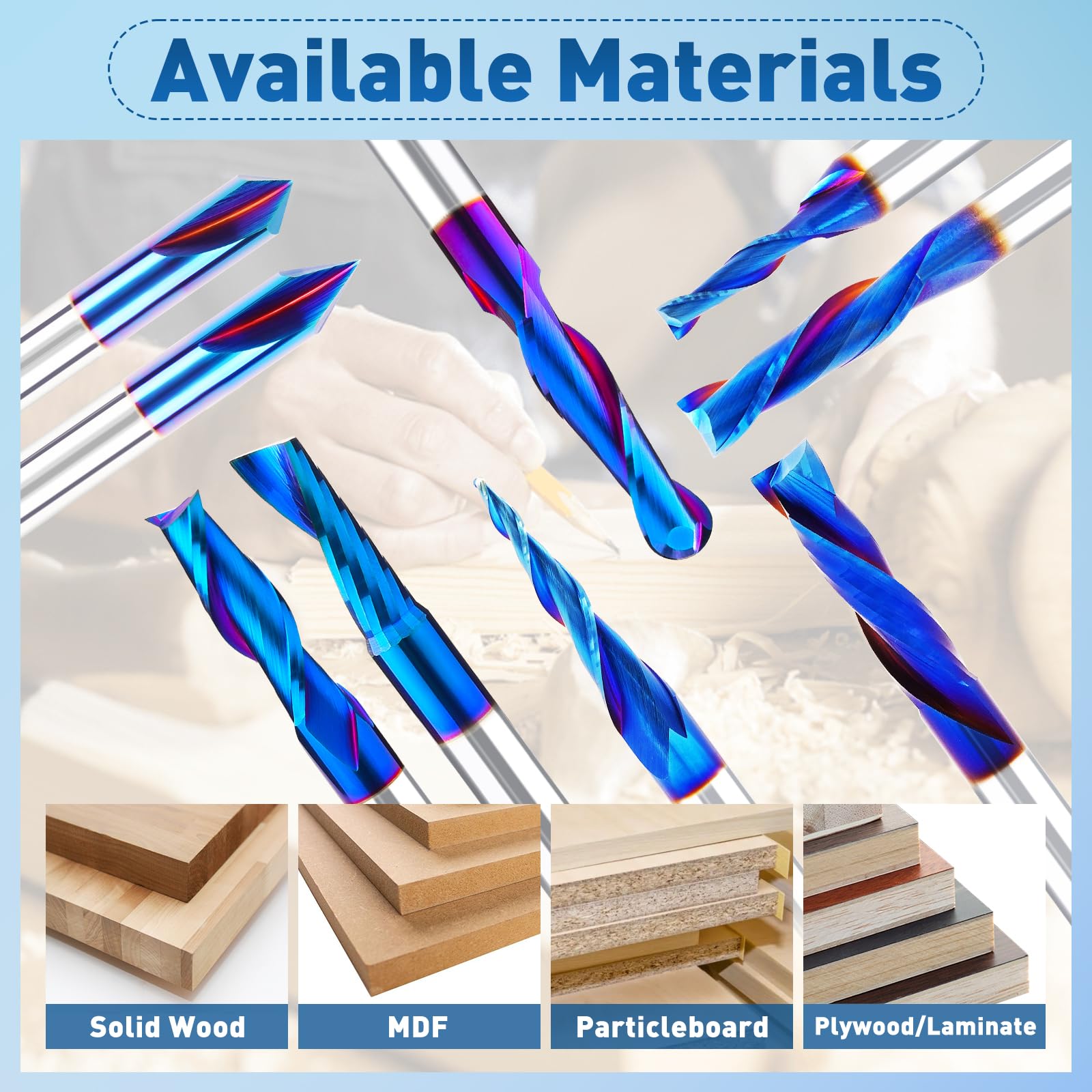 Silivn two-flute carbide up-cut bit for efficient material removal.