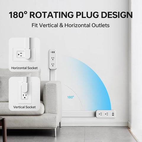 SilkFun outlet extender showing 180-degree swivel for flexible placement.