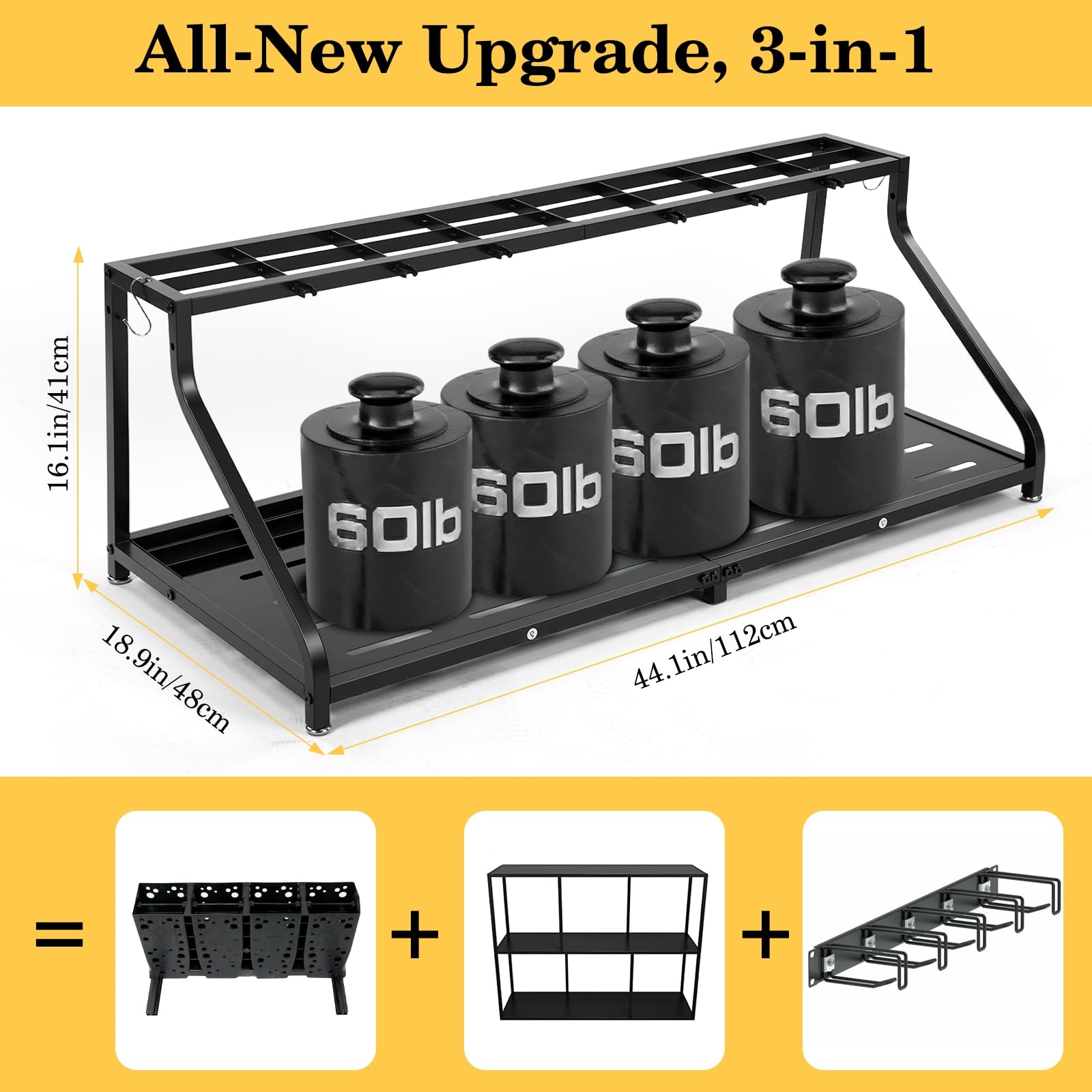 Close-up shows six fixed buckles securing skis and poles safely.