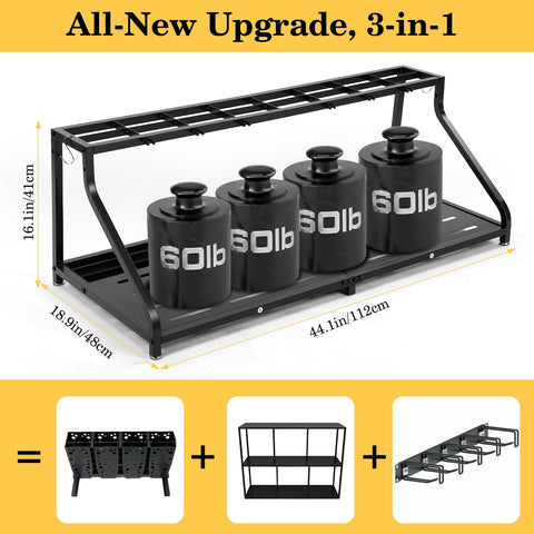 Close-up shows six fixed buckles securing skis and poles safely.