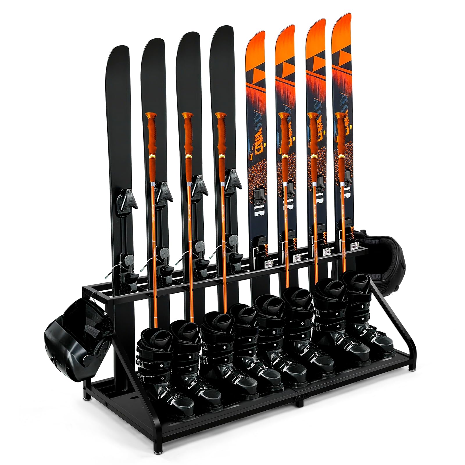 SILKPE ski storage rack front view shows stable inclined design for wall mounting.