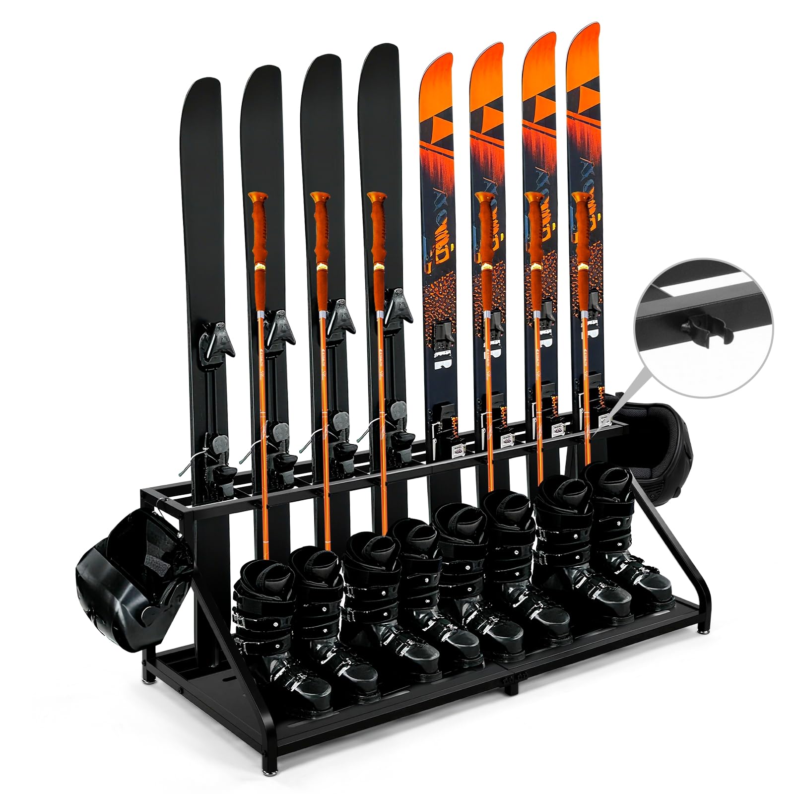 SILKPE rack inclined profile demonstrates tipping prevention and compact gear storage.
