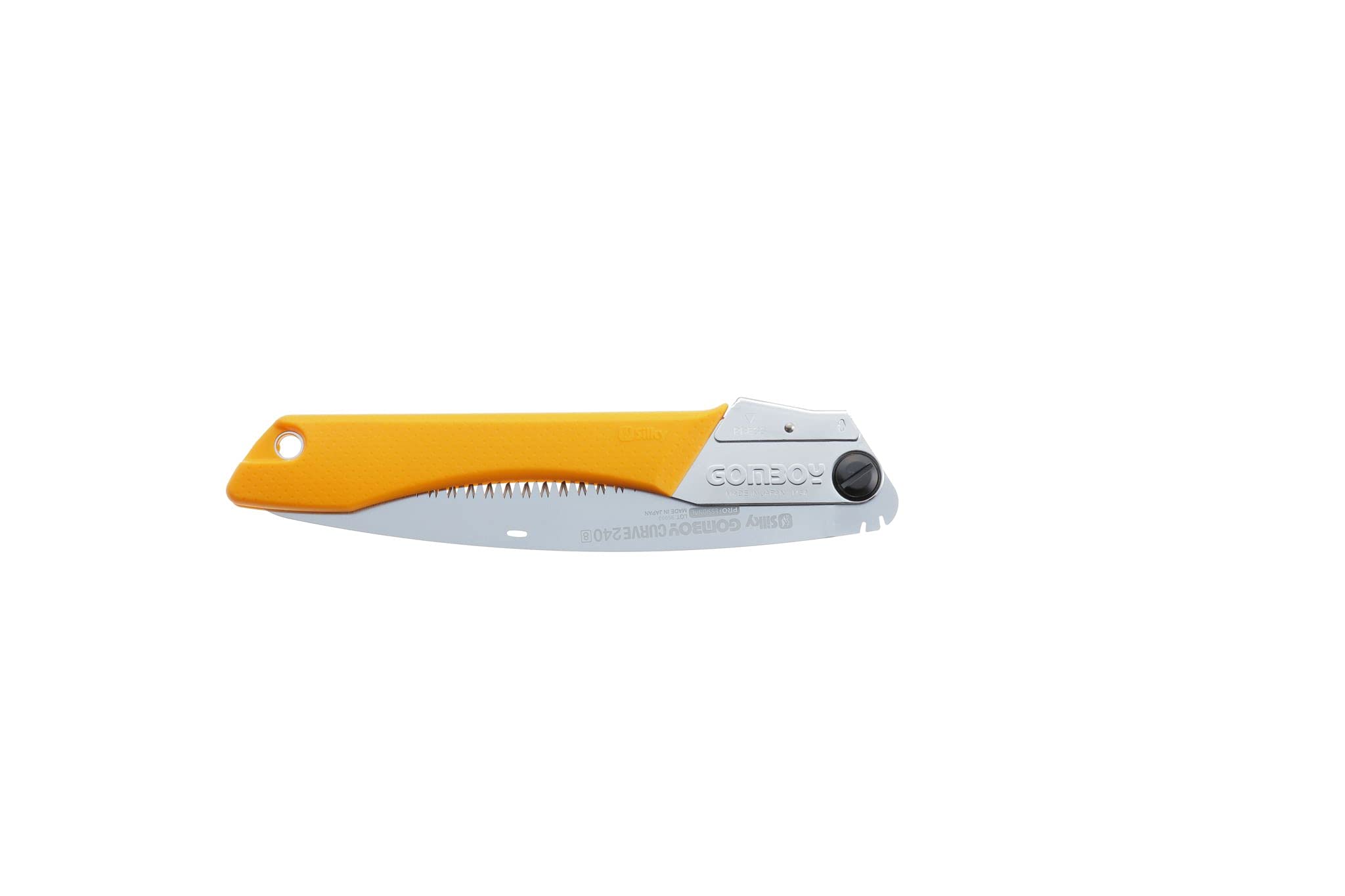 Silky GomBoy Curve Pro saw outdoors with camping gear.