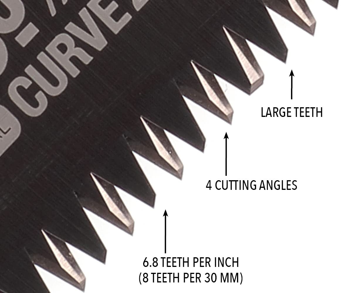 Taper-ground teeth enable efficient cuts with a smooth finish.