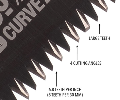 Taper-ground teeth enable efficient cuts with a smooth finish.