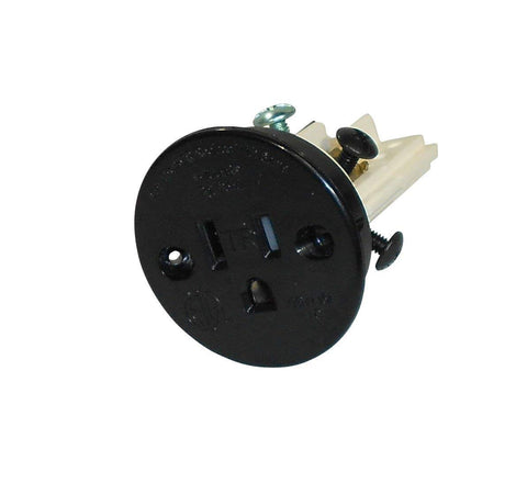 Sillites SCRMB tamper-resistant receptacle in black, ideal for daisy-chain wiring on wood surfaces.