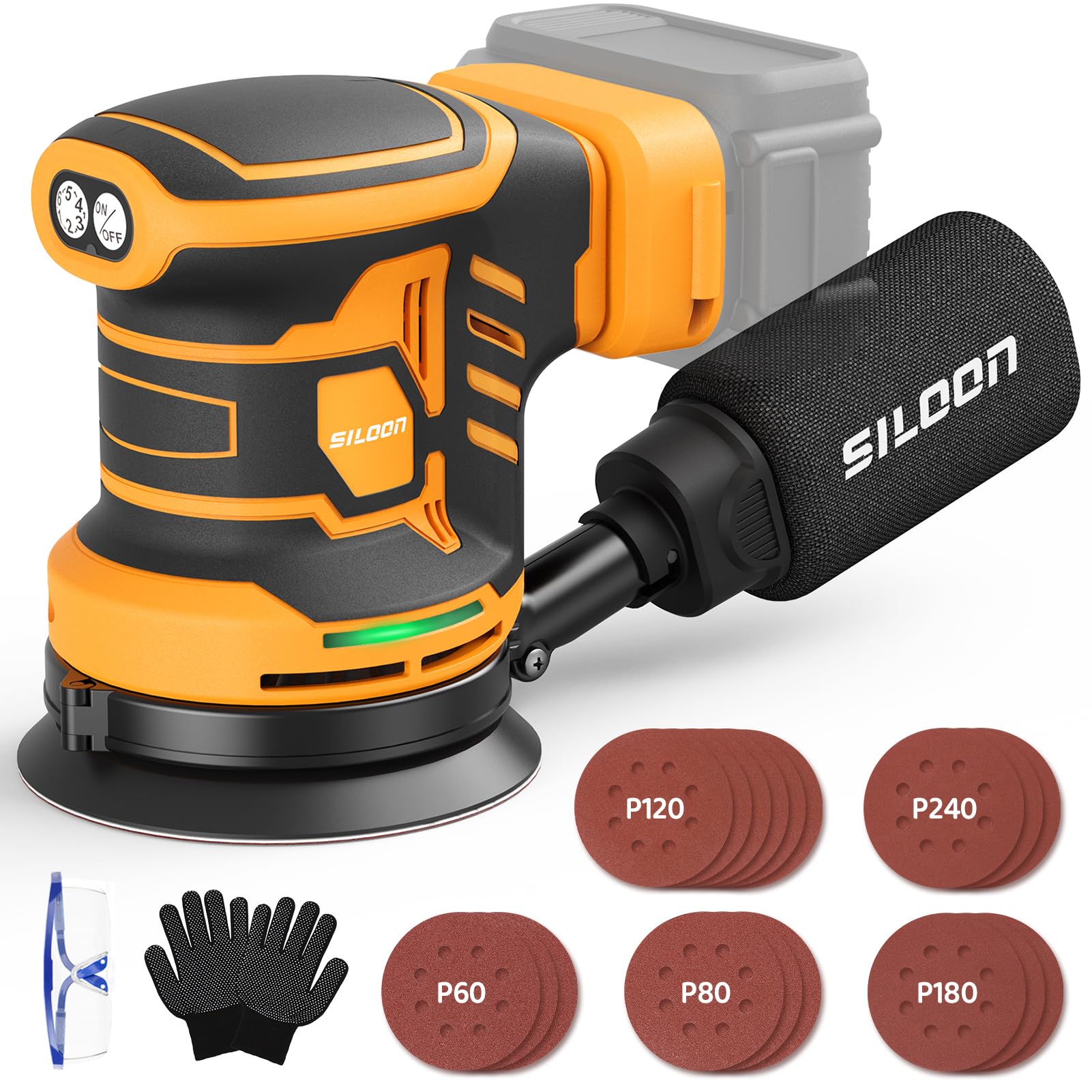 Siloon cordless random orbital sander with LED display for cord-free convenience