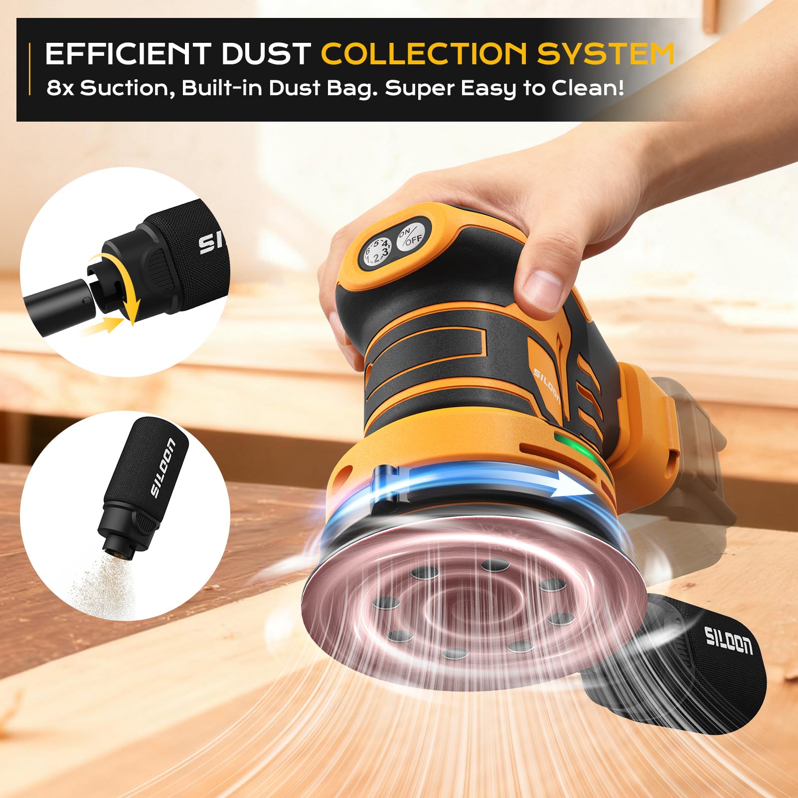 Siloon tool-only sander compatible with DEW 20V Max batteries