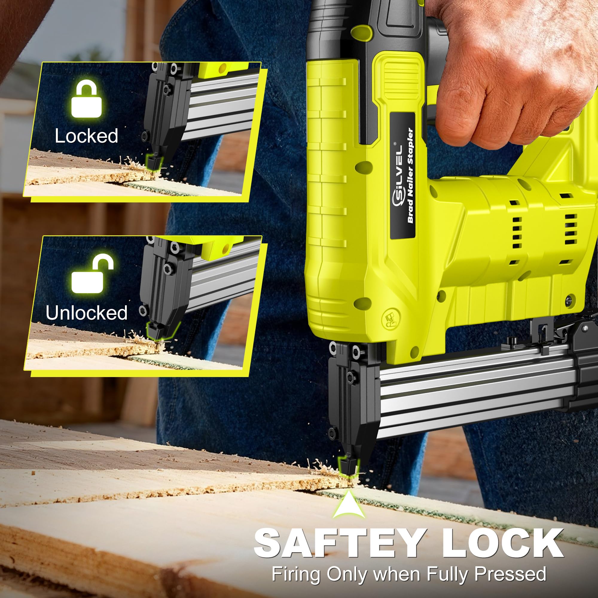 SILVEL 2-in-1 nailer-stapler attachment demonstrates versatile fastener switching for frames and trim