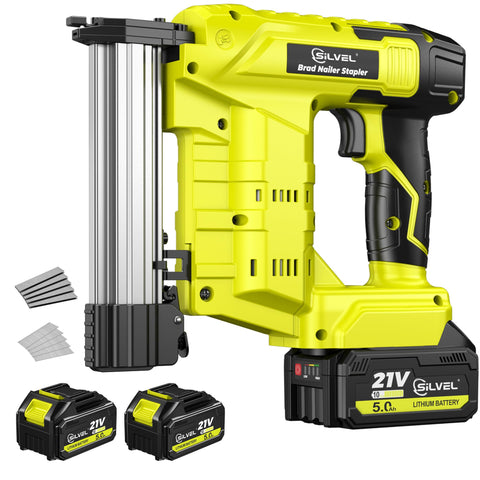 SILVEL 21V cordless nailer front view showing compact design for portable carpentry