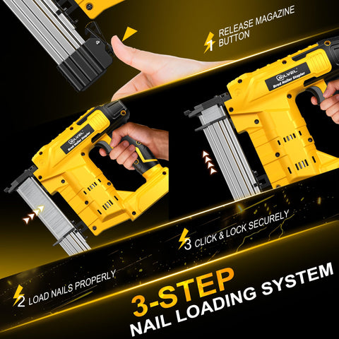 SILVEL packaging image showing two batteries, charger, nails and staples included