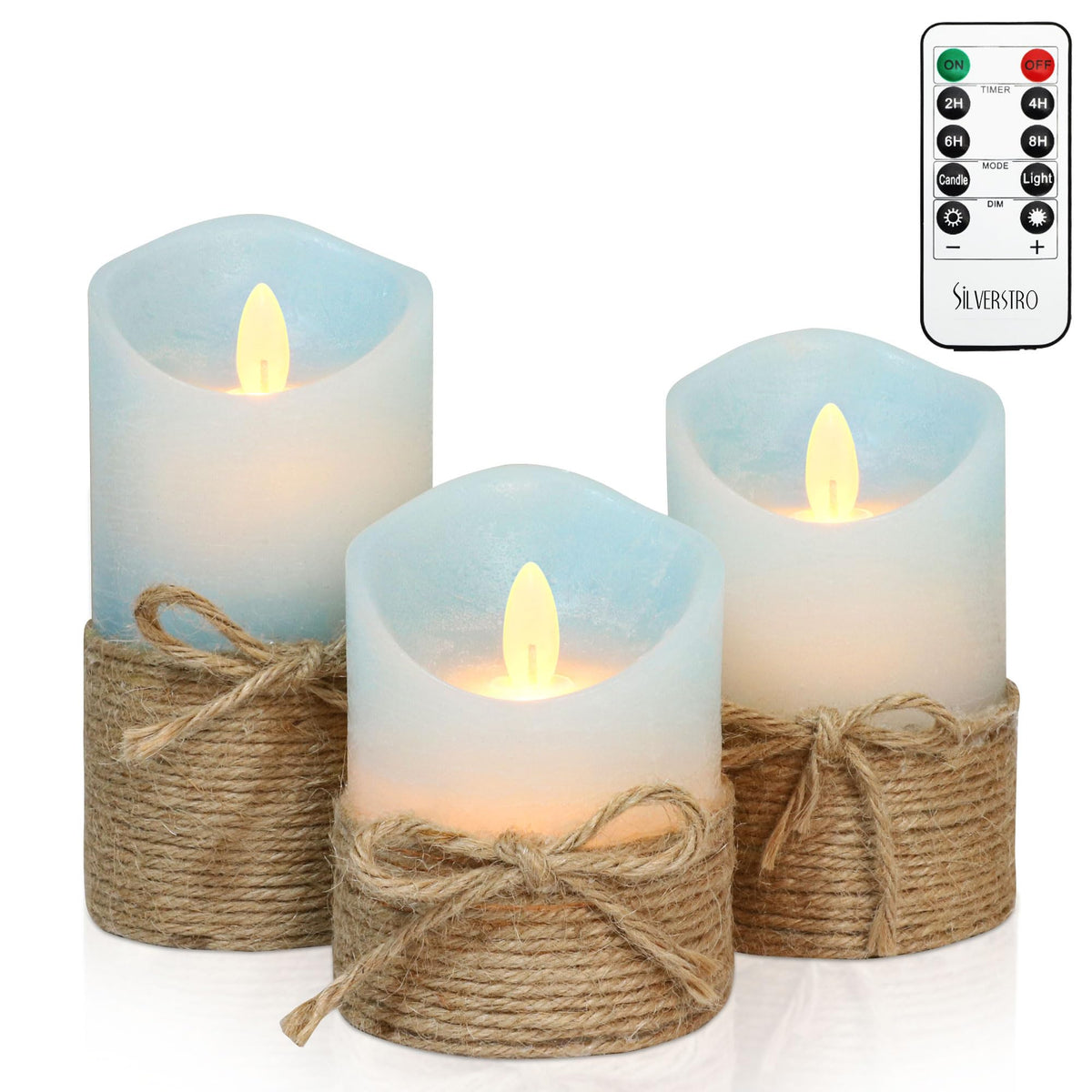 Silverstro nautical candles on table emit warm, ocean-inspired glow for cozy ambiance.