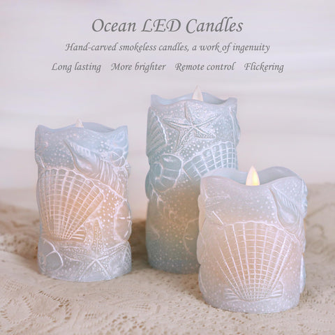 Silverstro real-wax look seashell candle with soft glow.