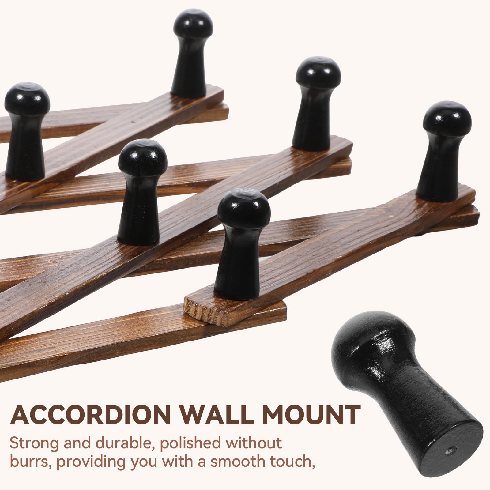 Simarro wooden coat rack with 10 peg hooks for entryway organization