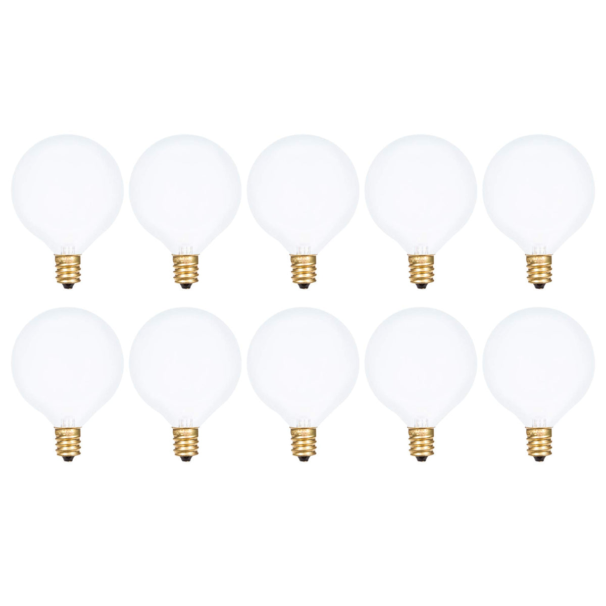 Simba Lighting small globe G16.5 bulb emits warm 2700K light for chandeliers.