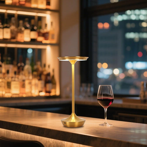 Simisand cordless table lamp with rechargeable battery, portable for outdoor dining.