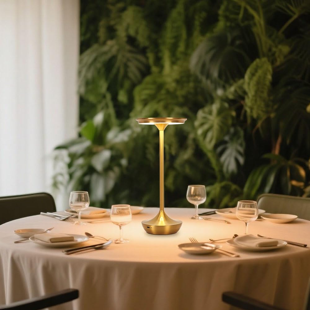 Simisand gold finish lamp highlighting minimalist, elegant table lighting.