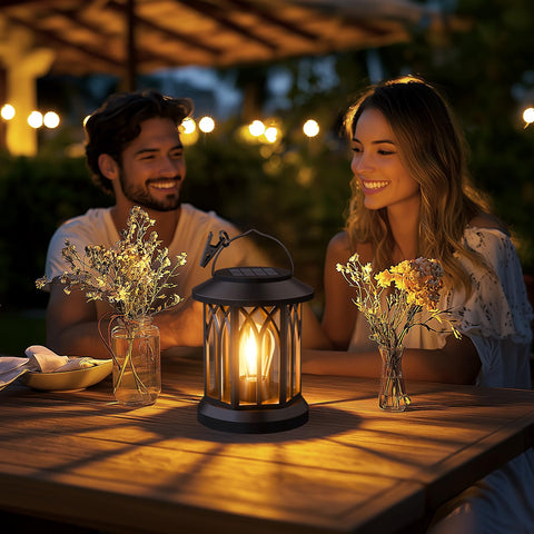 SIMLIX outdoor lantern with handles for hanging, clipping, or placing anywhere.