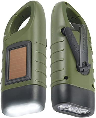 Simpeak hand crank flashlight in green for emergency power on the go