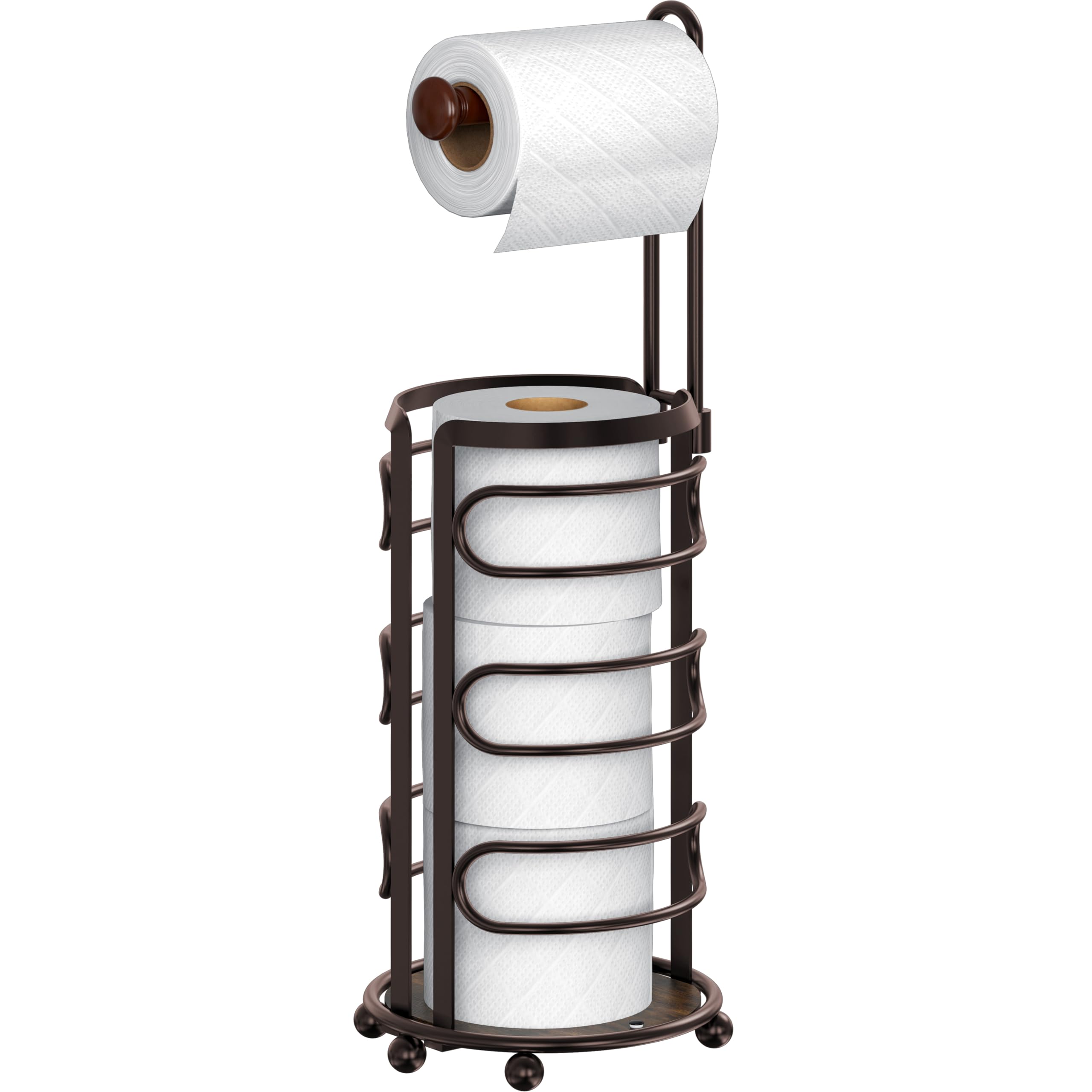 Simple Houseware bronze toilet paper holder assembly view for quick, tool-free setup