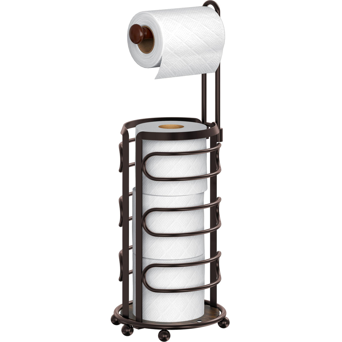 Simple Houseware bronze toilet paper holder assembly view for quick, tool-free setup