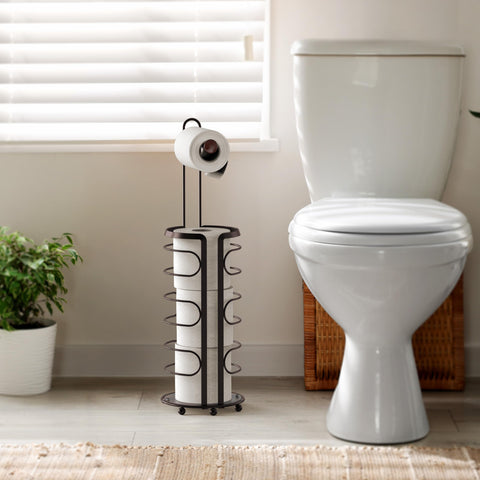 Simple Houseware bronze toilet paper holder stability base prevents tipping and wobble