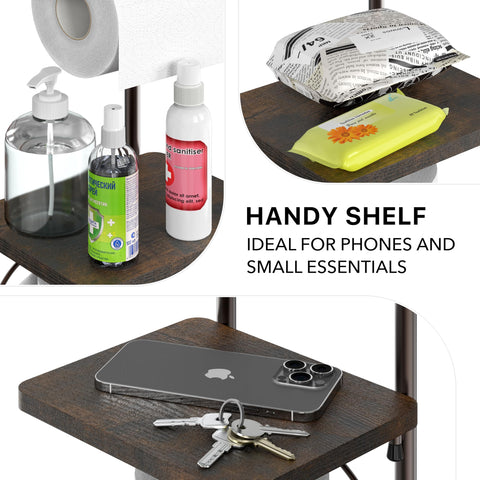 Simple Houseware bronze toilet roll holder features a sturdy metal frame for durability.