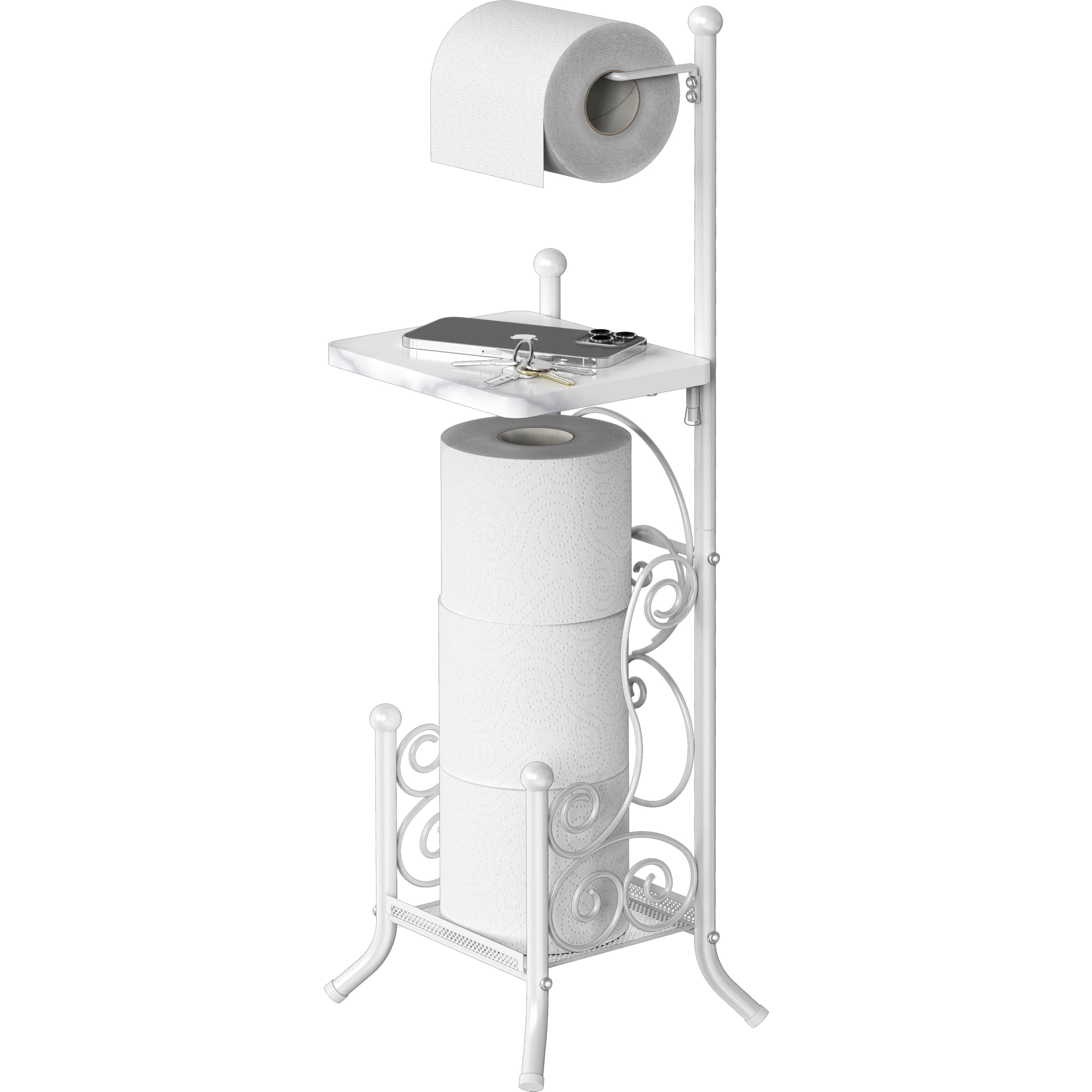 Simple Houseware tissue roll stand marbled white features sturdy design