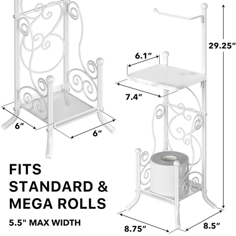 Simple Houseware tissue roll stand with shelf for essentials