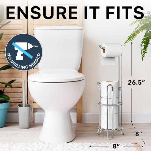 Simple Houseware four-roll capacity chrome stand keeps backups within easy reach.