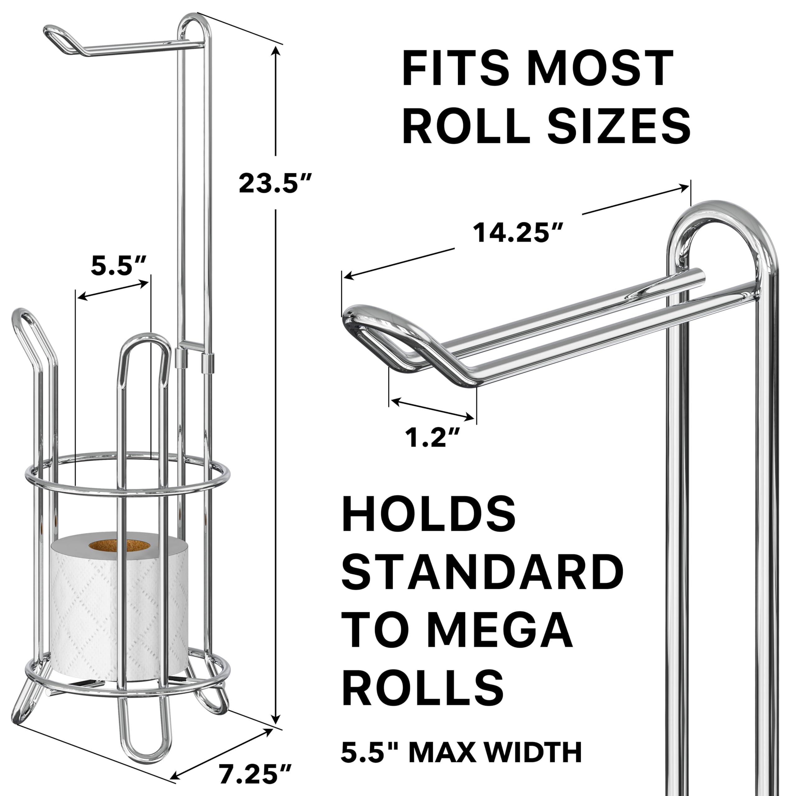 Simple Houseware chrome stand in side profile demonstrates compact, space-saving design.
